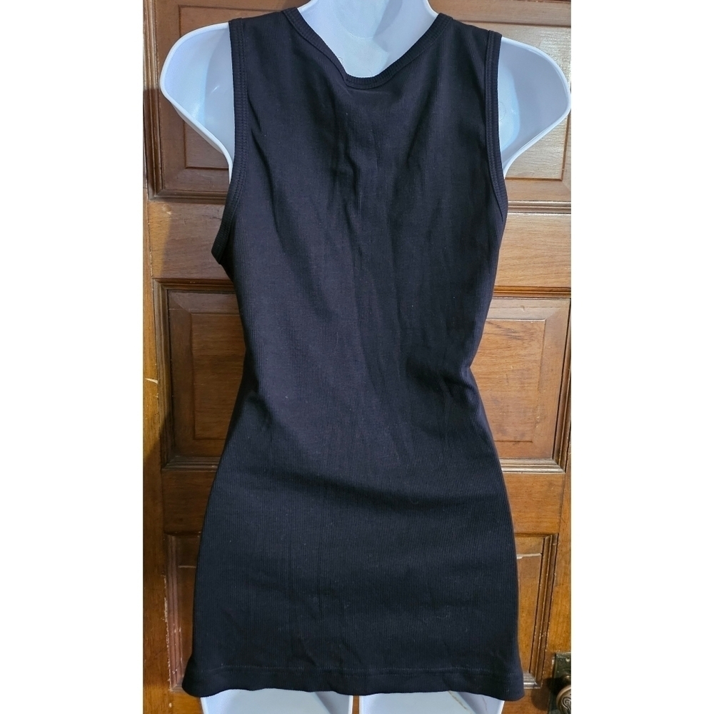 Wine Black Ribbed Rhinestone Tank Top - Picture 6 of 8